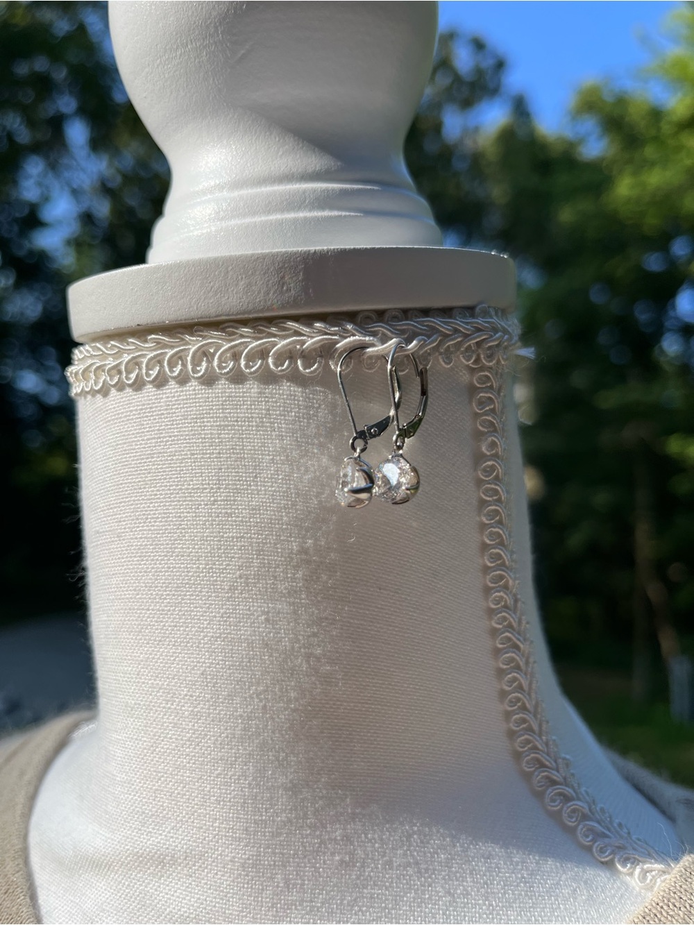 QVC 14K Gold CZ Leverback Dangle Earrings Clear Round Cubic Zirconia 2g - Picture 2 of 16